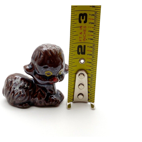 Vintage Redware Puppy Dog Figurines Hand Painted Big Eyes Figural Japan Set of 2 - Picture 8 of 9